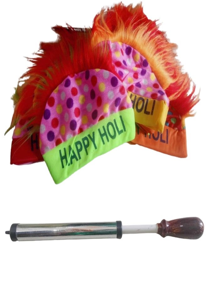 ZOKCY® Combo (1 Silver Hand Shooting Holi Pichkari + 1 Happy Holi Cap (Topi)) for Kids/Water Pichkari For Kids/Plastic Silver Colour Pump Pichkari/Easy to Hold in Small Kids Hand/Perfect Holi Cap - Image 1